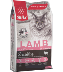 Blitz Sensitive Adult Cats сухой корм для взрослых кошек с ягненком