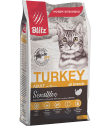 Blitz Sensitive Adult Cats сухой корм для взрослых кошек с индейкой